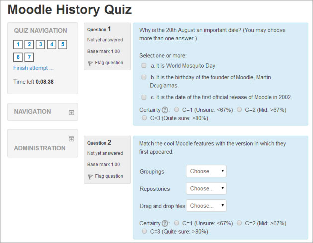 Moodle History Quiz